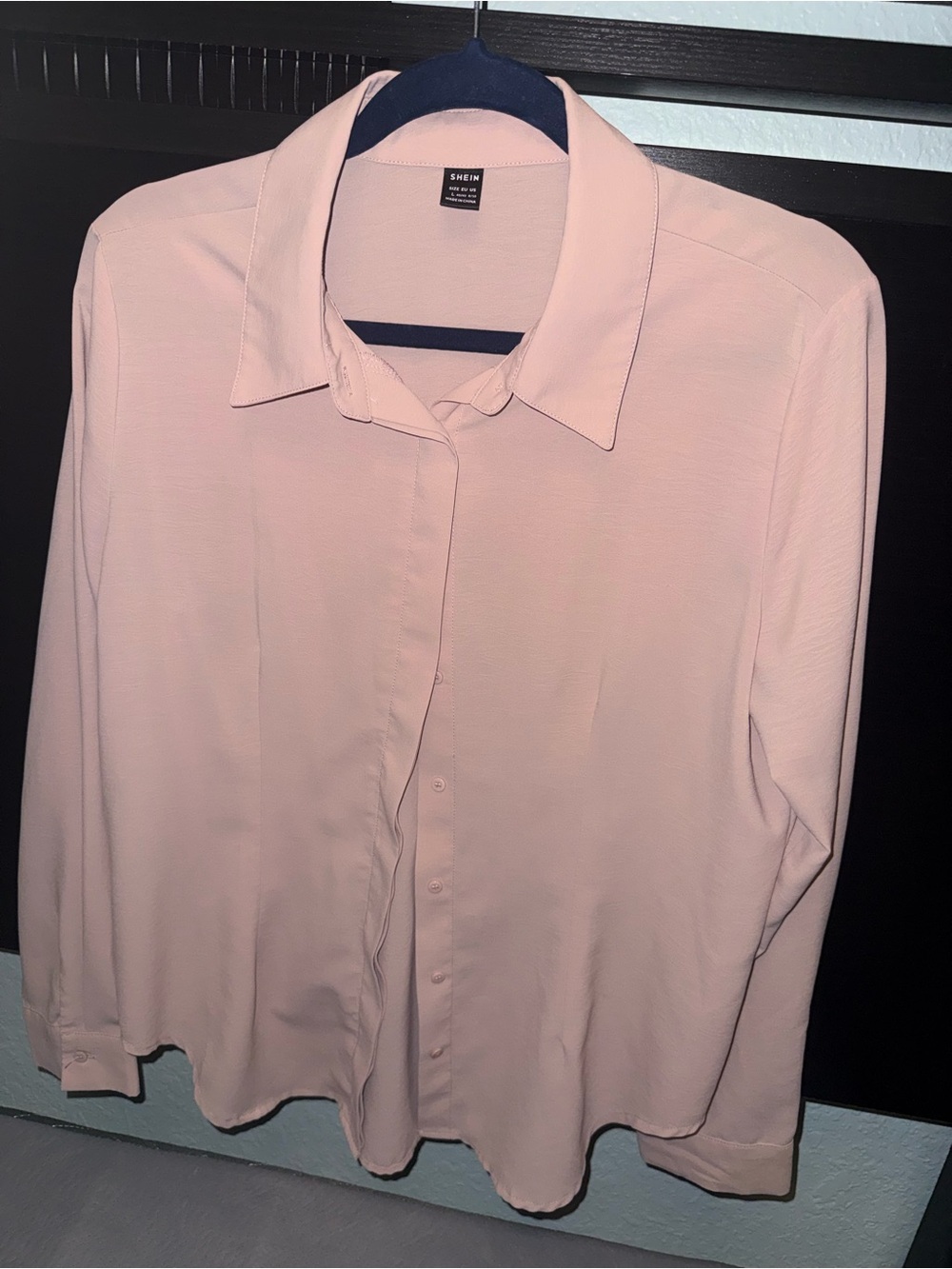 Shein Women's Light Pink Button-Up Shirt Sz L
